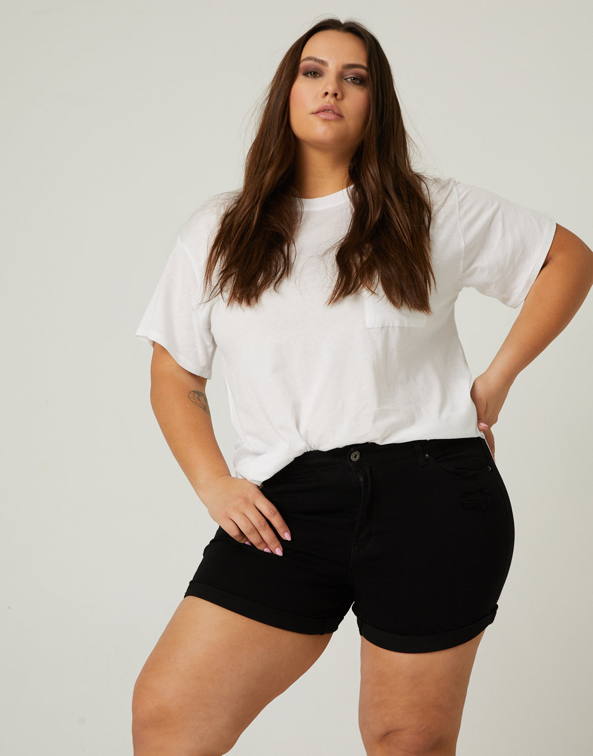 Plus Size Distressed Denim Shorts
