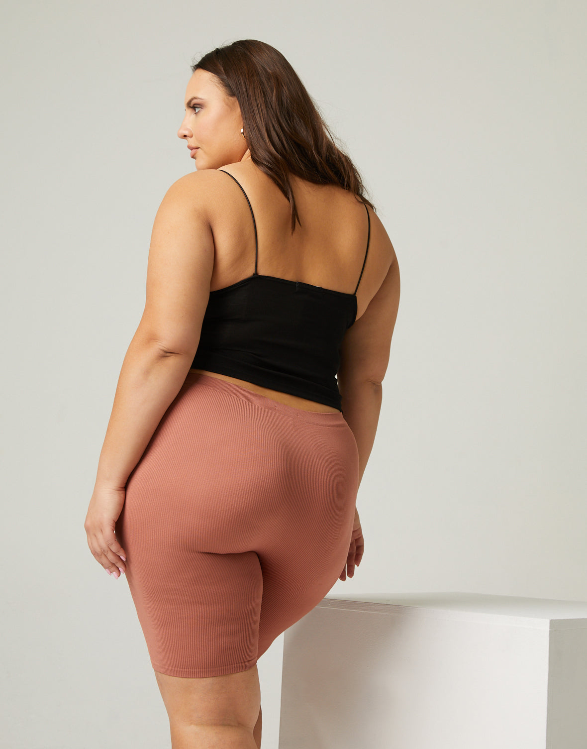 Plus Size Ribbed Bike Shorts