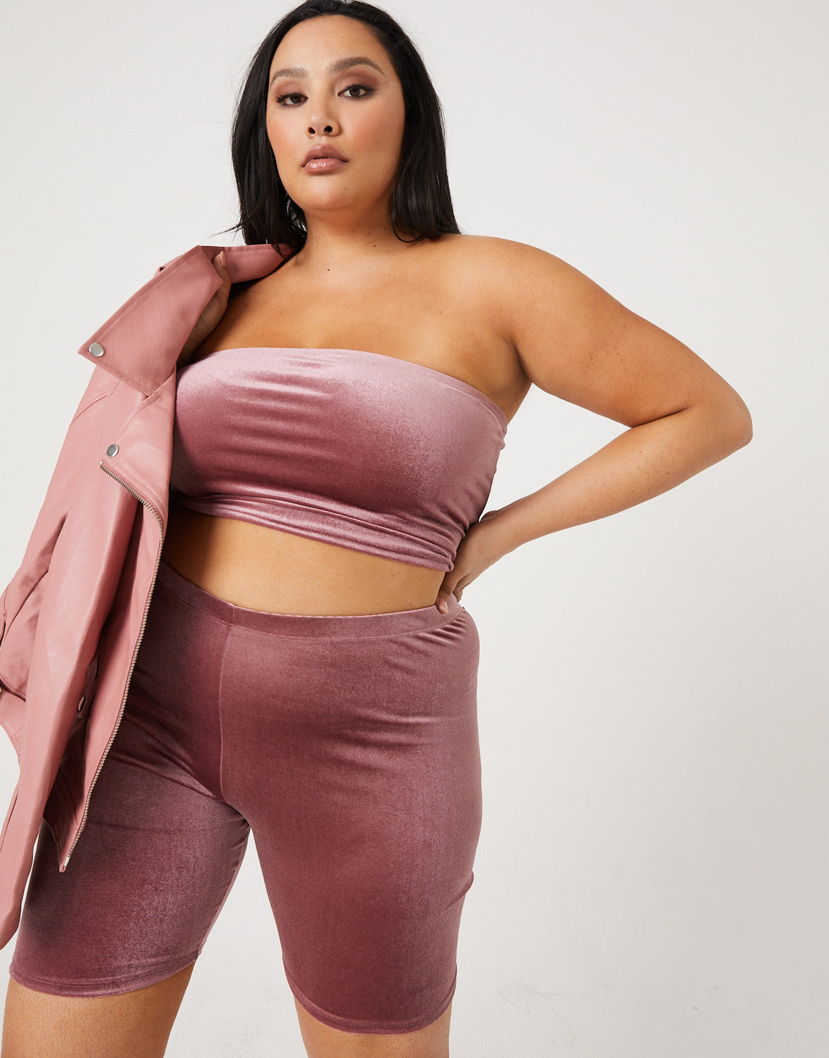 Plus Size Velvet Bike Shorts
