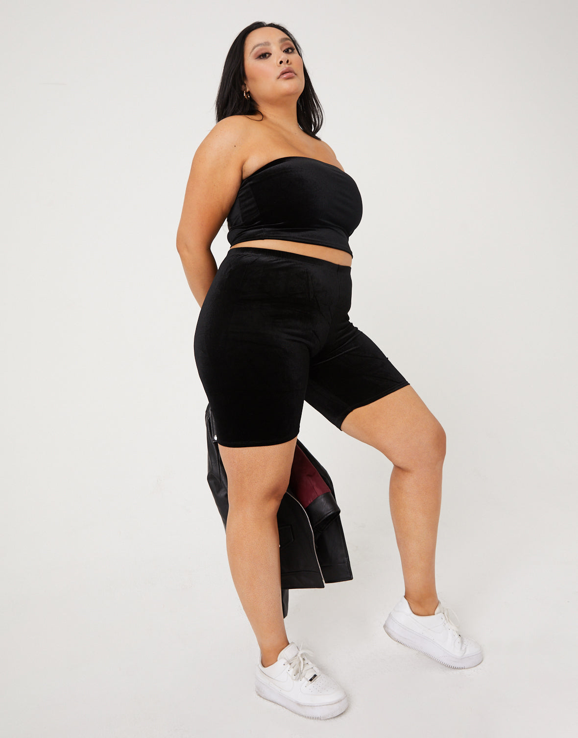 Plus Size Velvet Bike Shorts