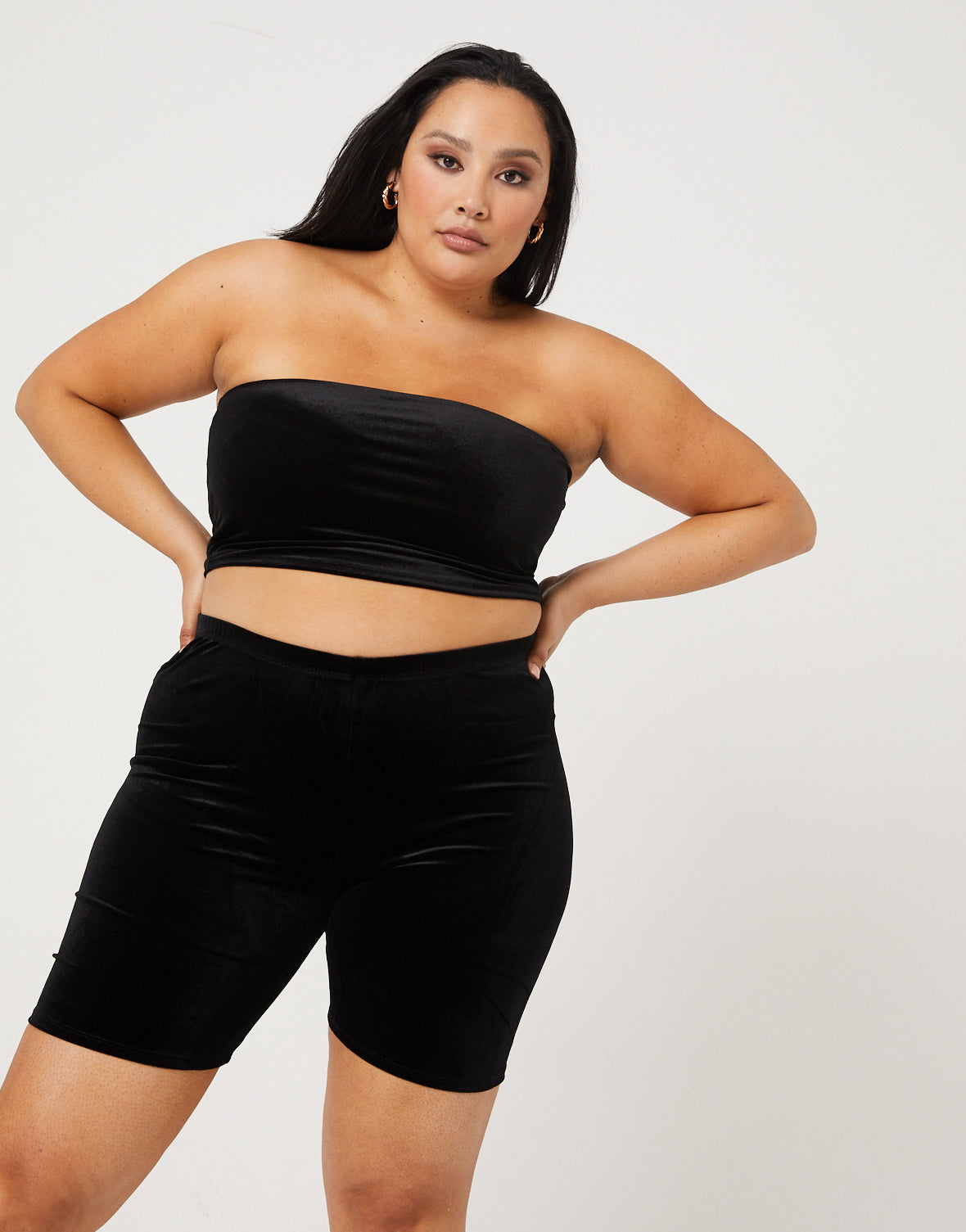 Plus Size Velvet Bike Shorts