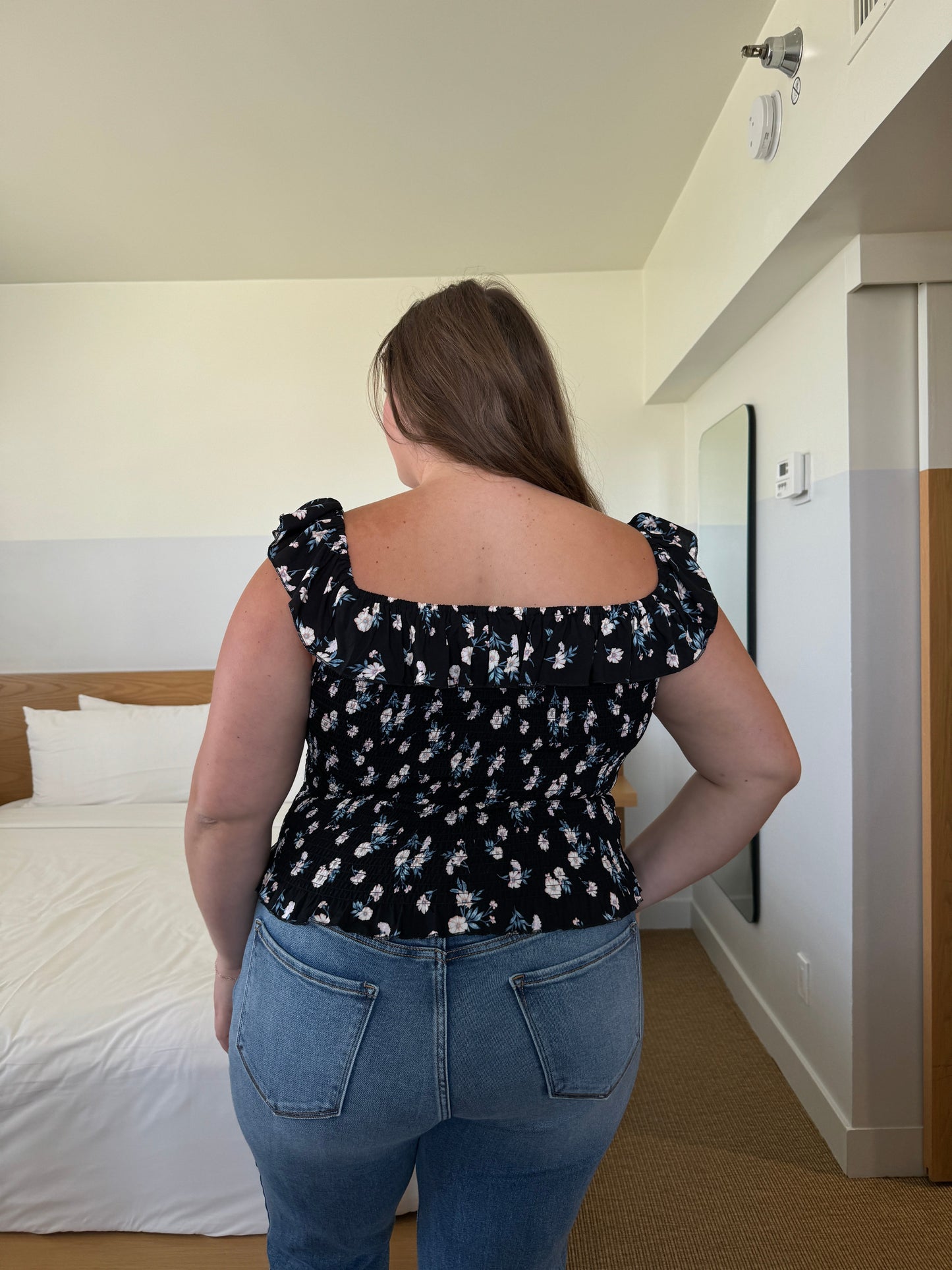 Plus Size Floral Ruffle Smock Top