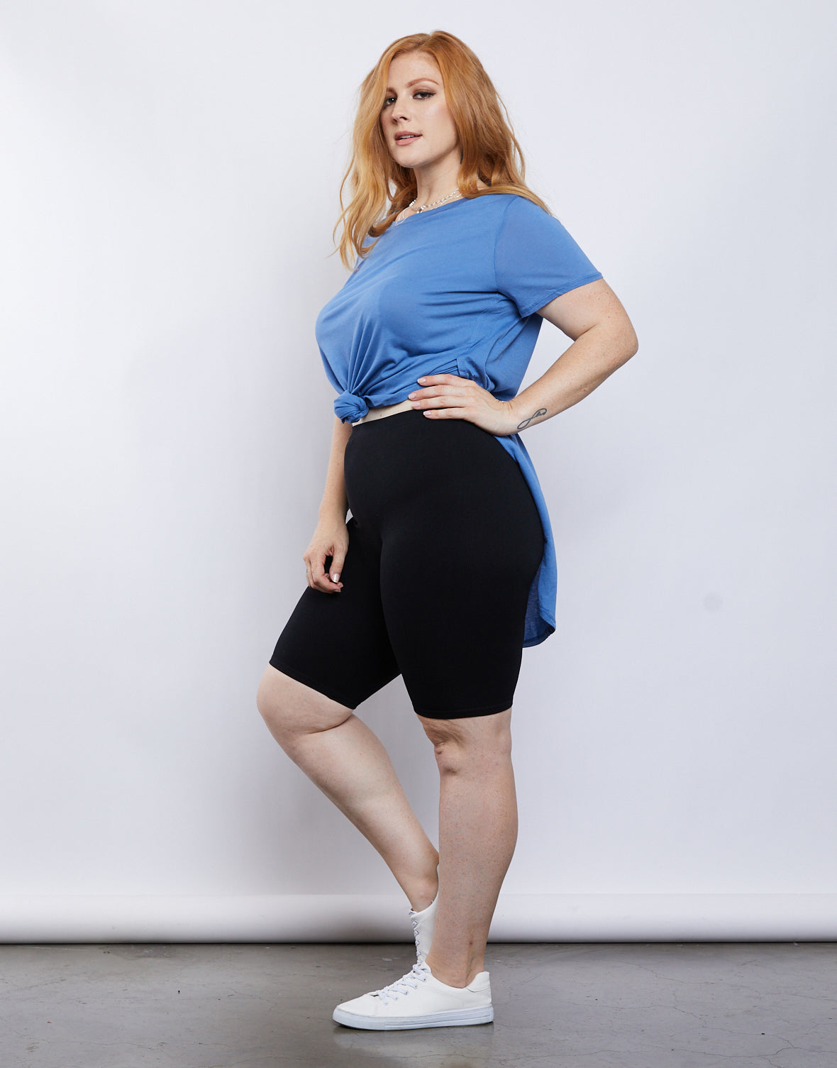 Plus Size Ribbed Bike Shorts