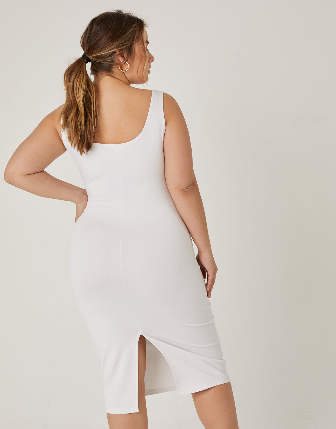 Plus Size Back Slit Bodycon Dress
