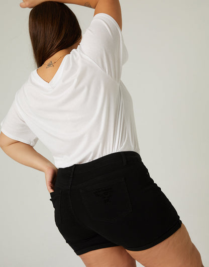 Plus Size Distressed Denim Shorts