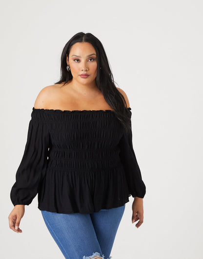 Plus Size Off The Shoulder Boho Top