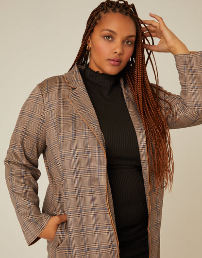 Plus Size Plaid Long Coat