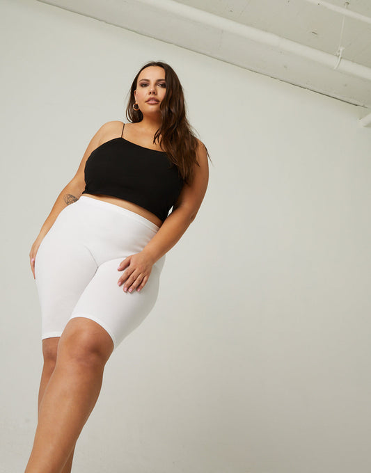 Plus Size Ribbed Bike Shorts