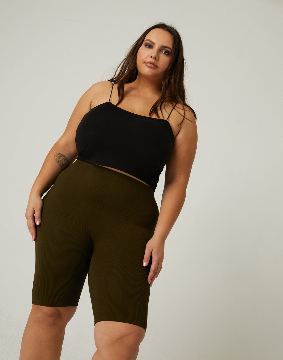 Plus Size Ribbed Bike Shorts