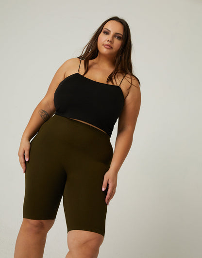 Plus Size Ribbed Bike Shorts