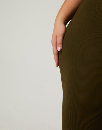Plus Size Ribbed Bike Shorts
