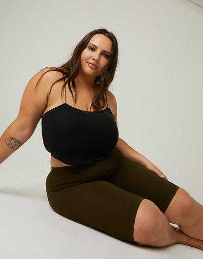 Plus Size Ribbed Bike Shorts