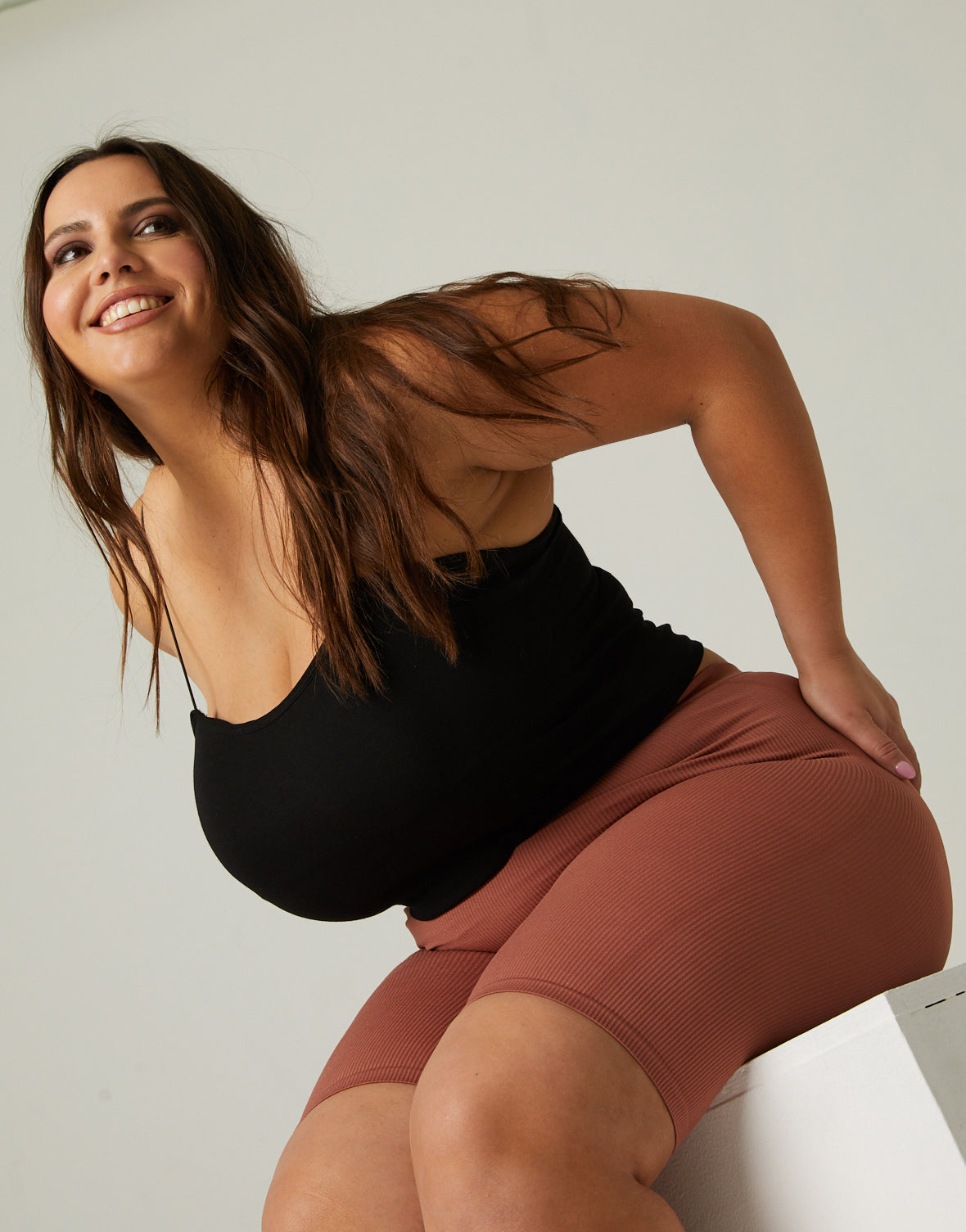 Plus Size Ribbed Bike Shorts