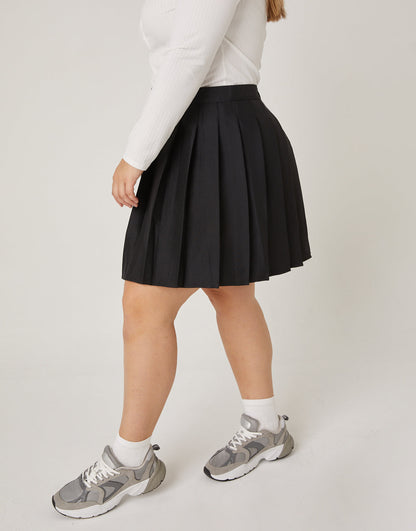 Plus Size Solid Pleated Skirt