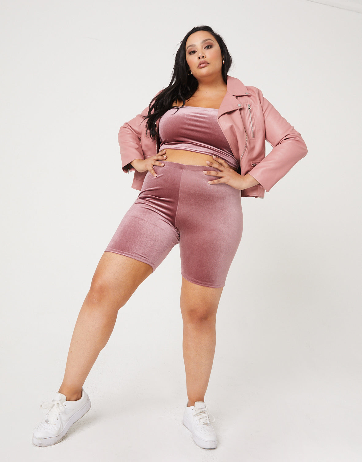 Plus Size Velvet Bike Shorts