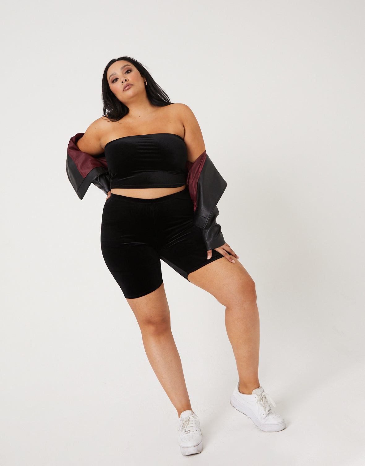 Plus Size Velvet Bike Shorts
