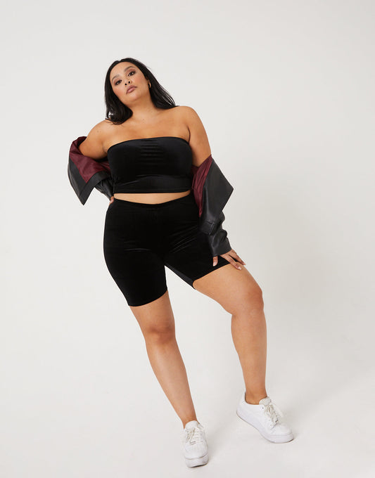 Plus Size Velvet Bike Shorts