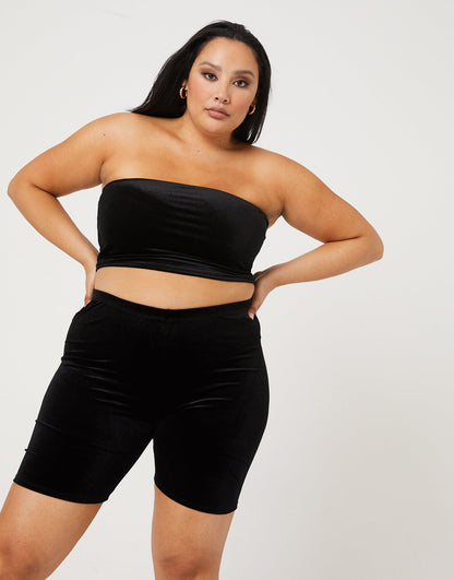 Plus Size Velvet Bike Shorts