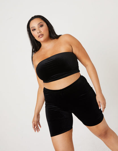 Plus Size Velvet Bike Shorts