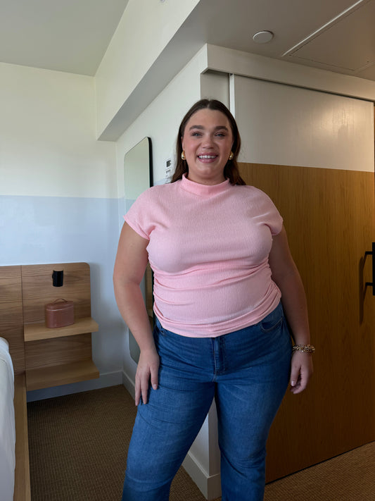 Plus Size Mock Neck Side Ruched Top
