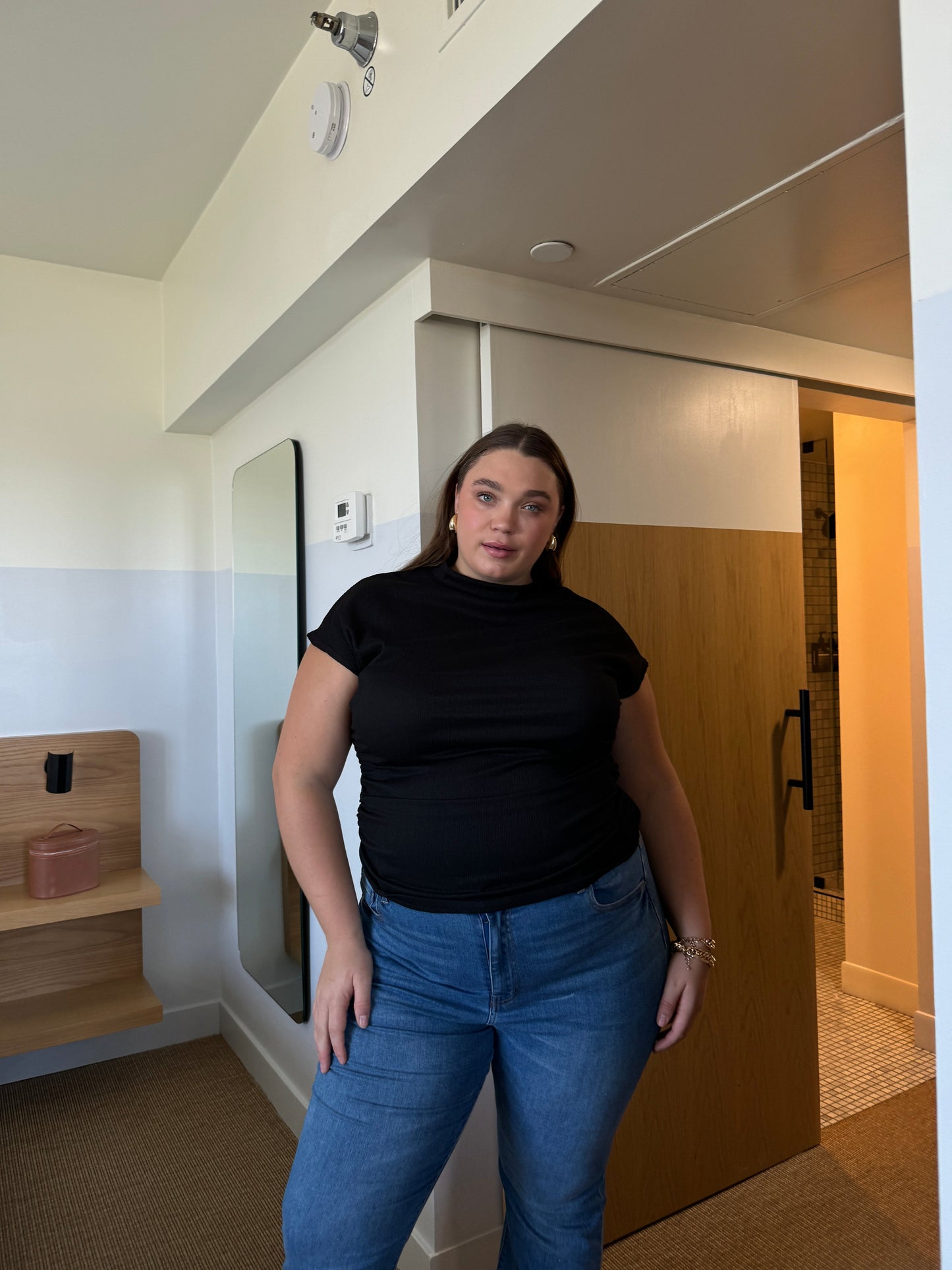 Plus Size Mock Neck Side Ruched Top