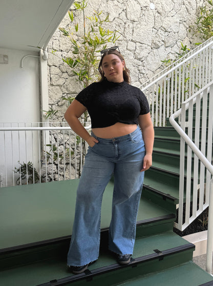 Plus Size Lace Mock Neck Top