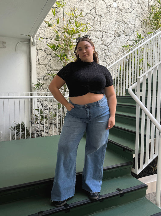Plus Size Lace Mock Neck Top