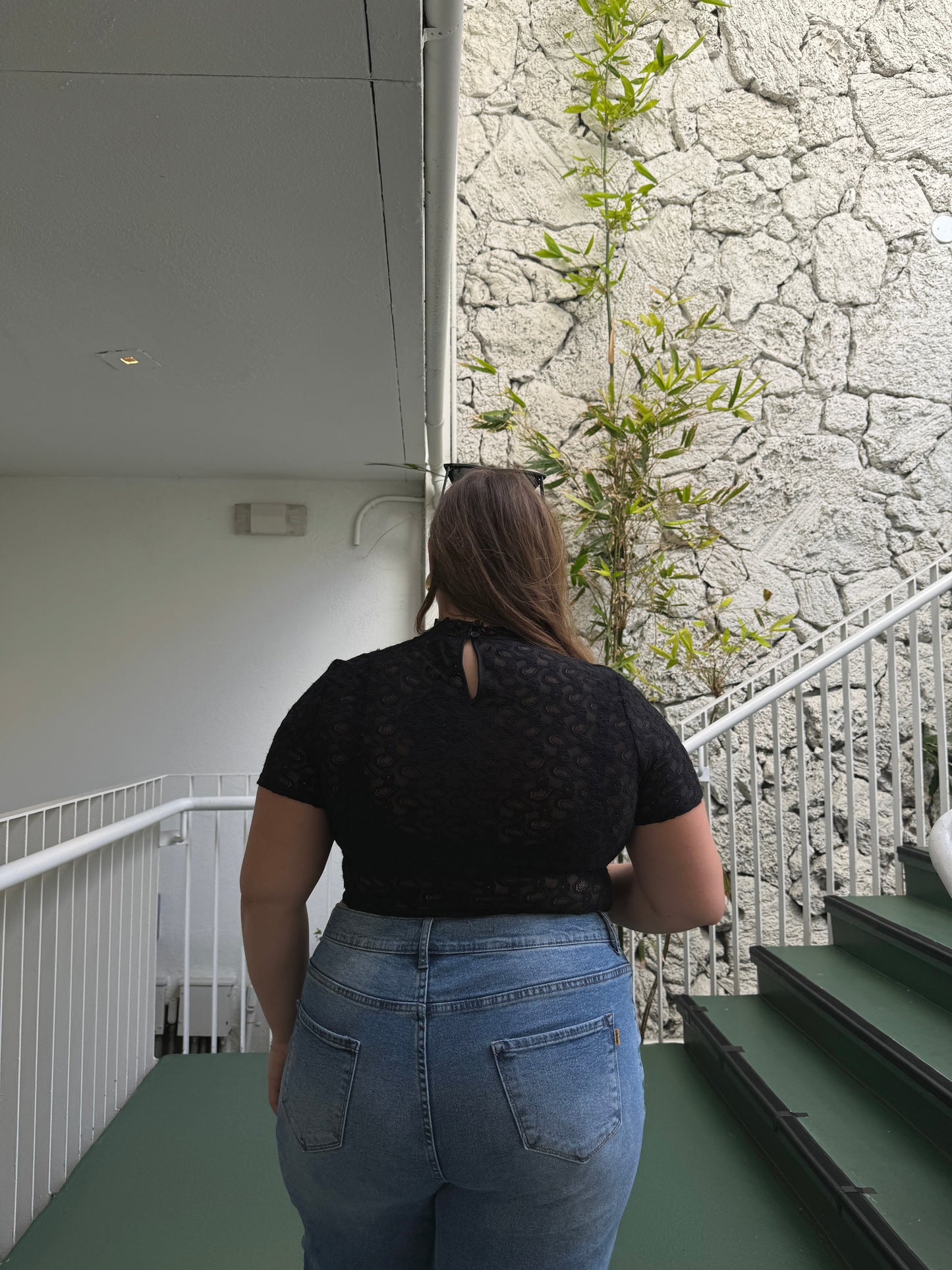 Plus Size Lace Mock Neck Top