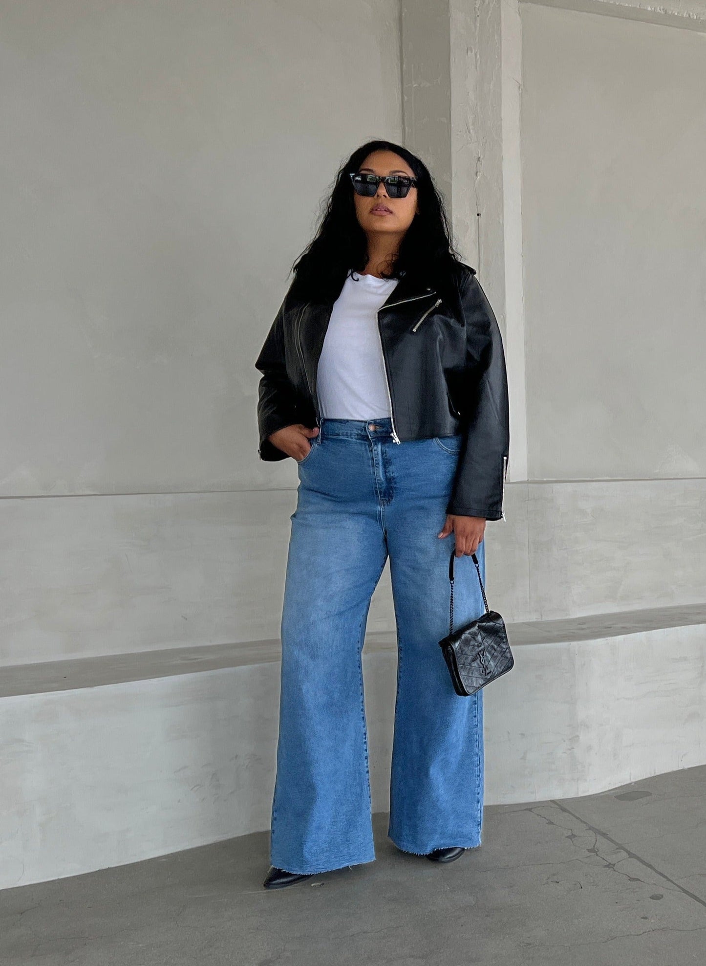 Plus Size Crop Leather Jacket
