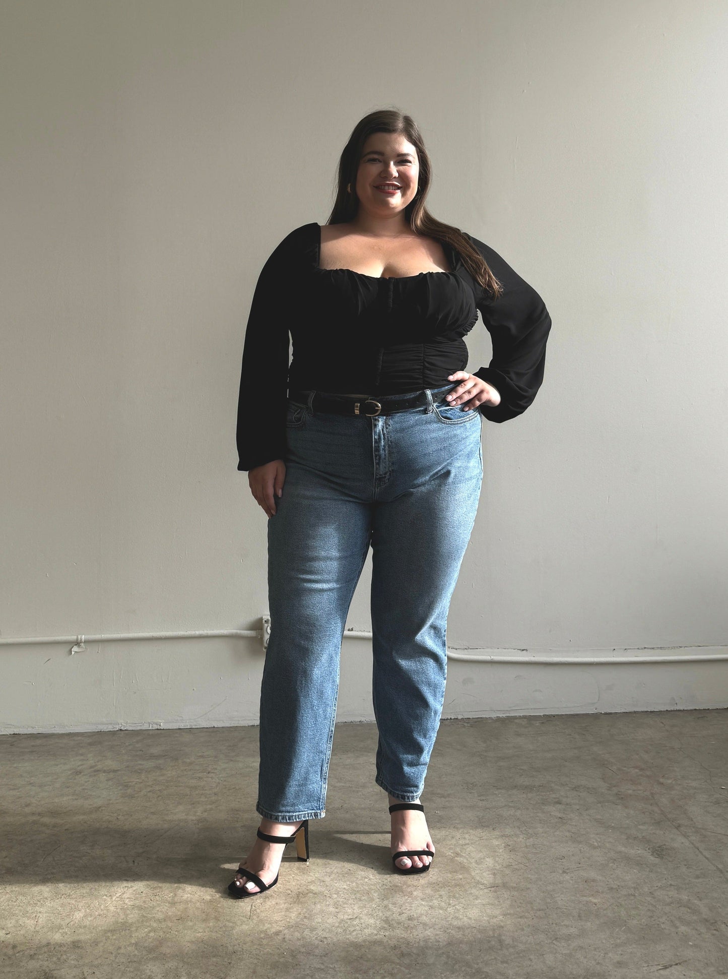 Plus Size Long Sleeve Bustier Crop Top