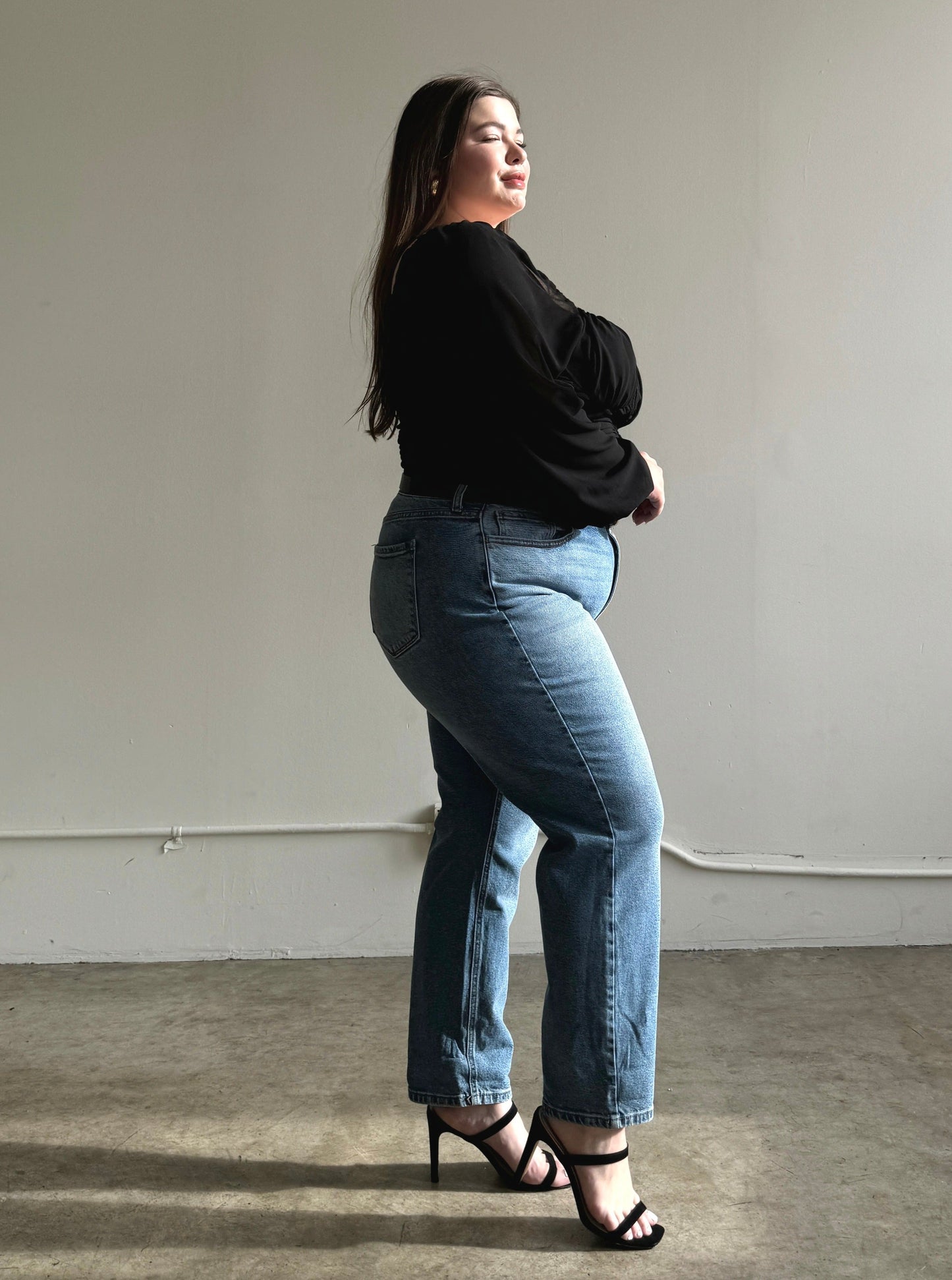 Plus Size Long Sleeve Bustier Crop Top