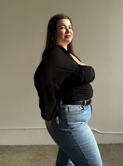 Plus Size Long Sleeve Bustier Crop Top
