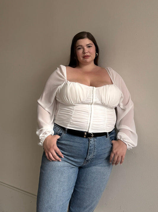 Plus Size Long Sleeve Bustier Crop Top