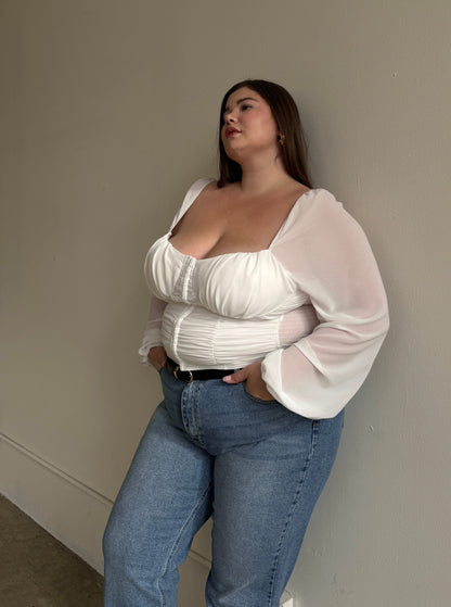 Plus Size Long Sleeve Bustier Crop Top
