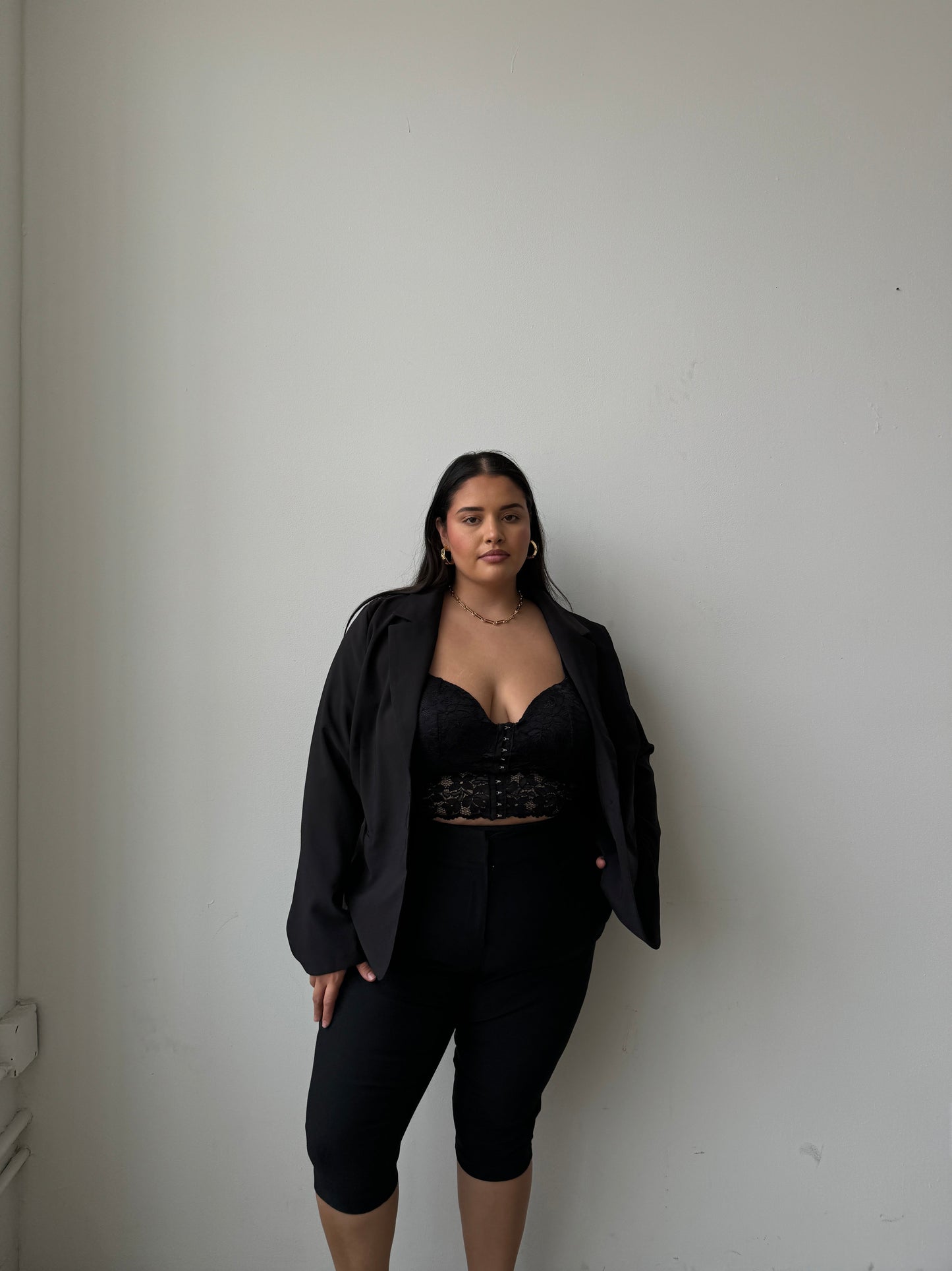 Plus Size One Button Blazer
