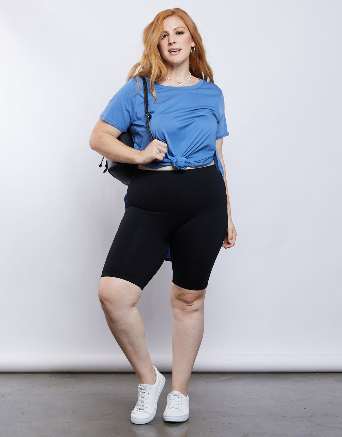 Plus Size Ribbed Bike Shorts