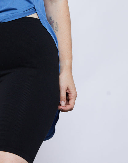 Plus Size Ribbed Bike Shorts