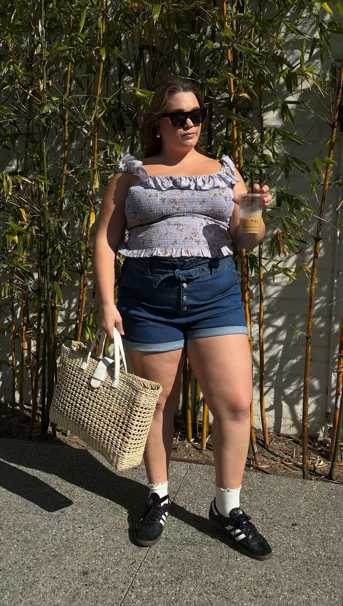 Plus Size Floral Ruffle Smock Top
